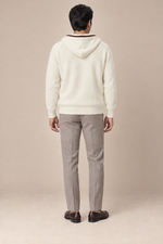 Men’s 100% Cashmere Full-Zip Hoodie with Contrast Trim