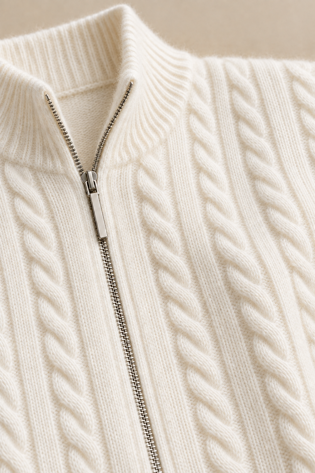Men’s 100% Cashmere Cable-Knit Half-Zip Jumper