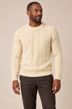 Men’s 100% Pure Cashmere Cable-Knit Crew-Neck Jumper