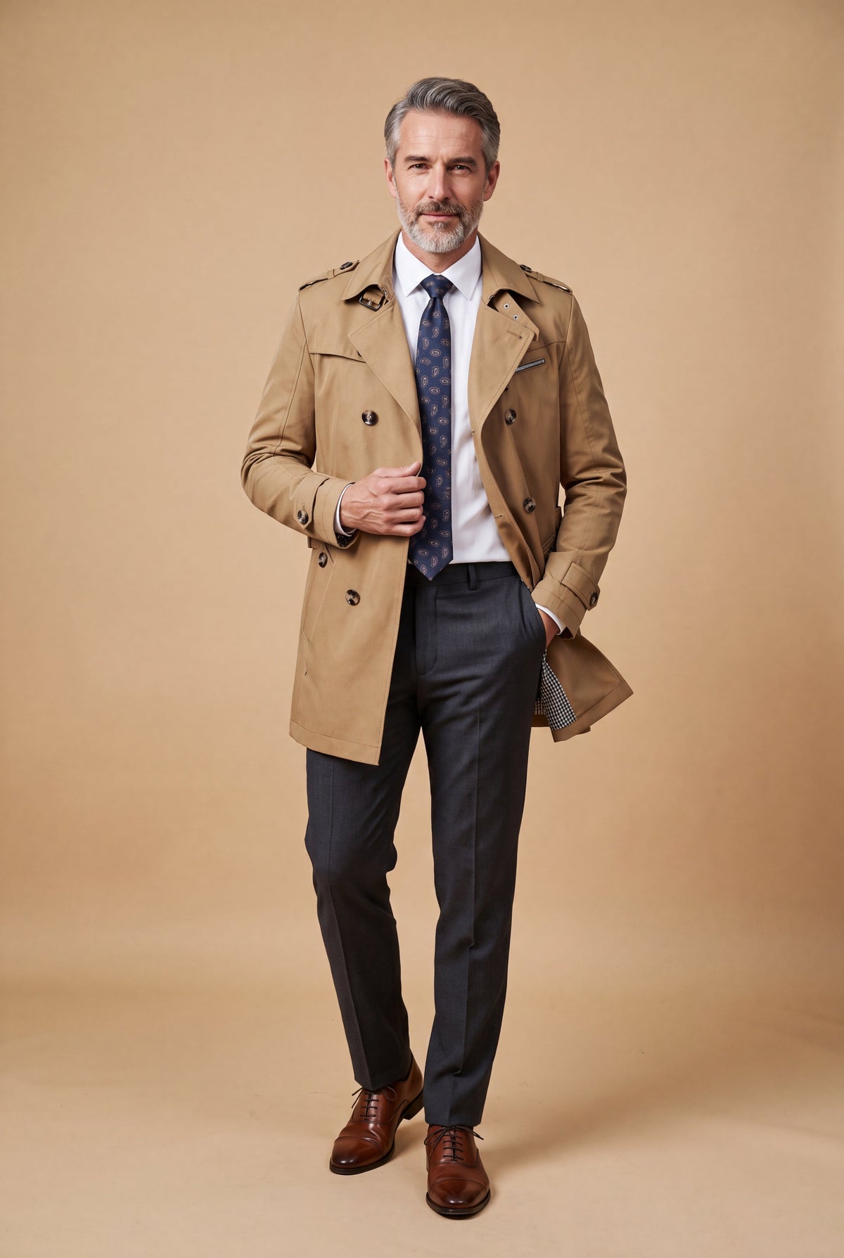 Men's Double-Breasted Trench Coat