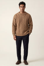Men's Cable Knit Crew Neck Jumper in Regular Fit
