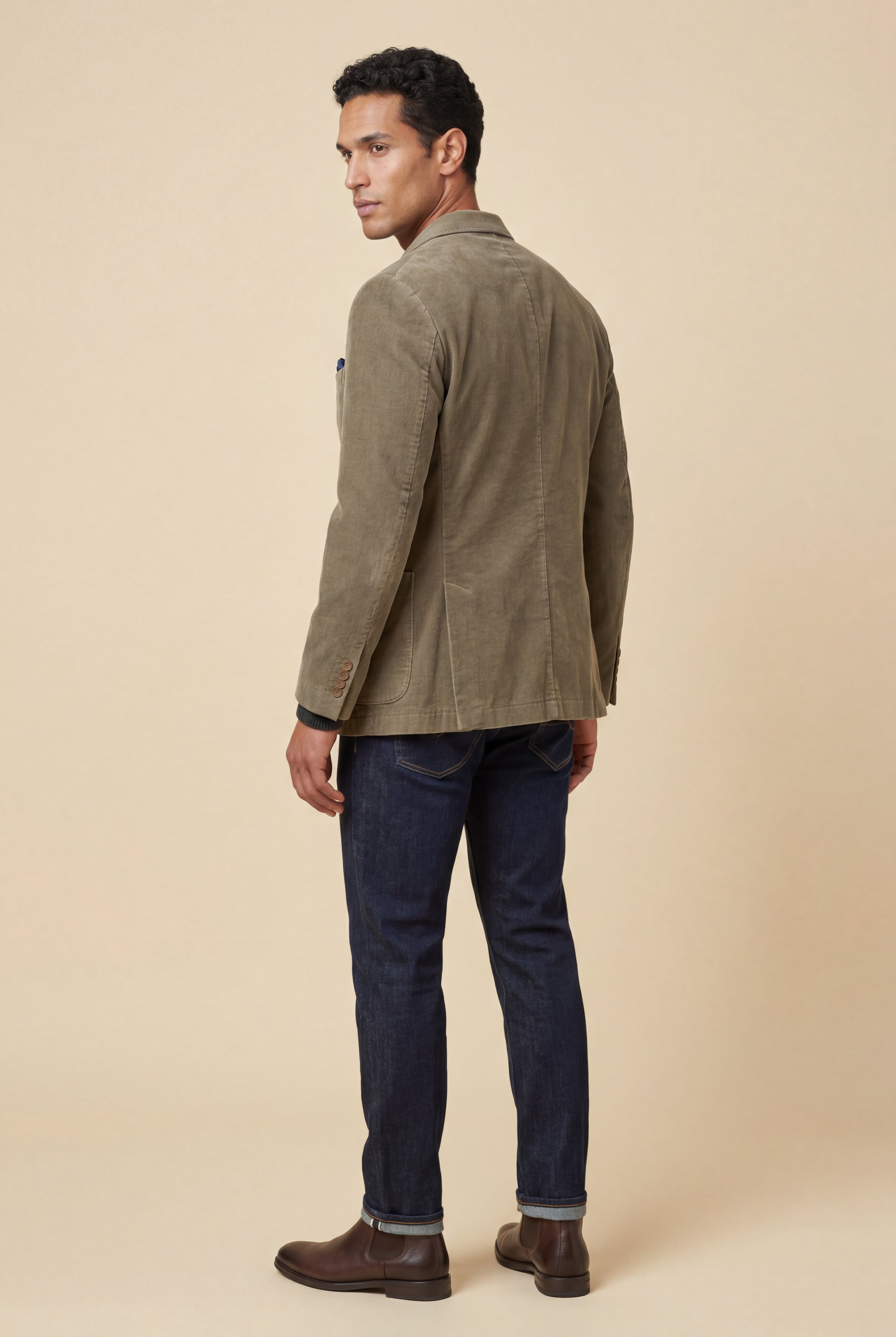 Lerovan – Olive Green Single-Breasted Blazer
