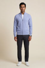 Men's Textured Knit Zip Up Cardigan