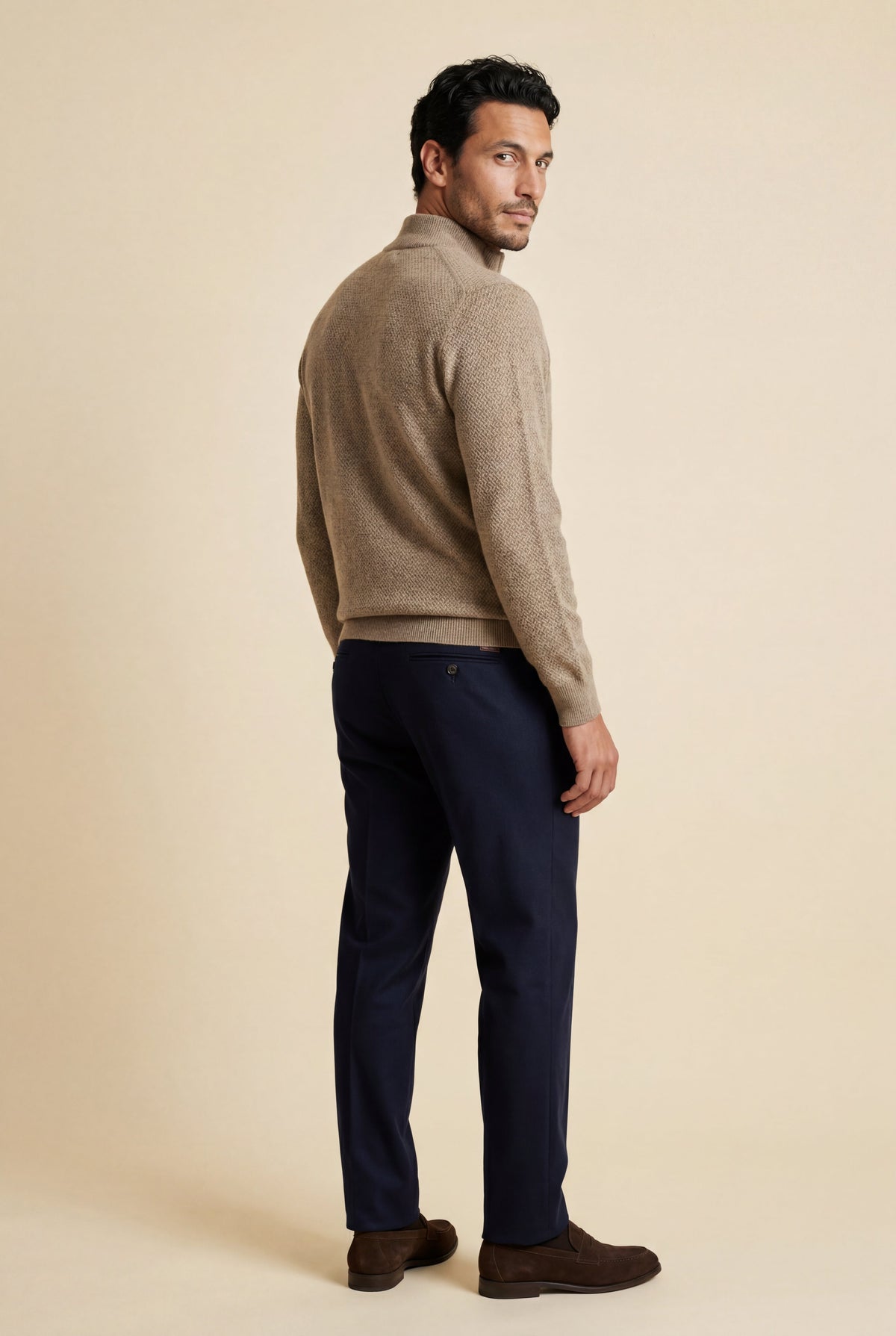 Men's Textured Knit Zip Up Cardigan