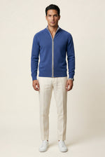 Men's Textured Knit Zip Up Cardigan
