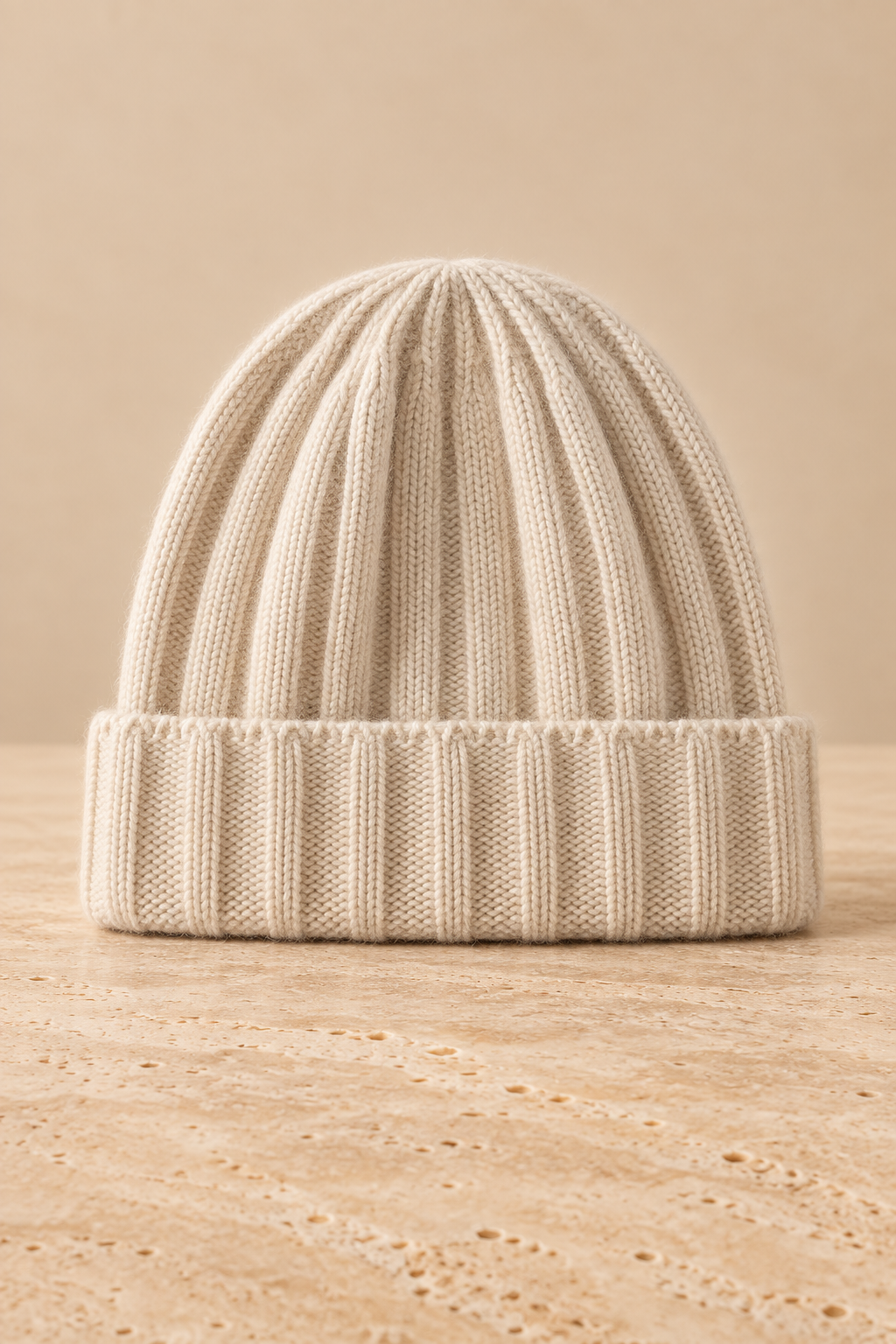 Men’s 100% Cashmere Ribbed Knitted Beanie Hat