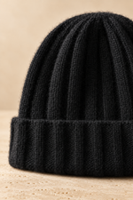 Men’s 100% Cashmere Ribbed Knitted Beanie Hat