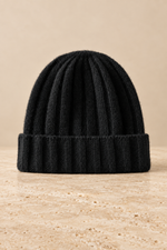 Men’s 100% Cashmere Ribbed Knitted Beanie Hat