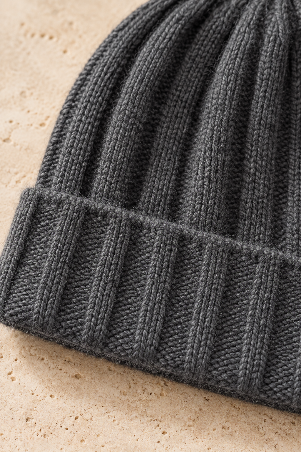 Men’s 100% Cashmere Ribbed Knitted Beanie Hat