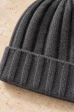 Men’s 100% Cashmere Ribbed Knitted Beanie Hat