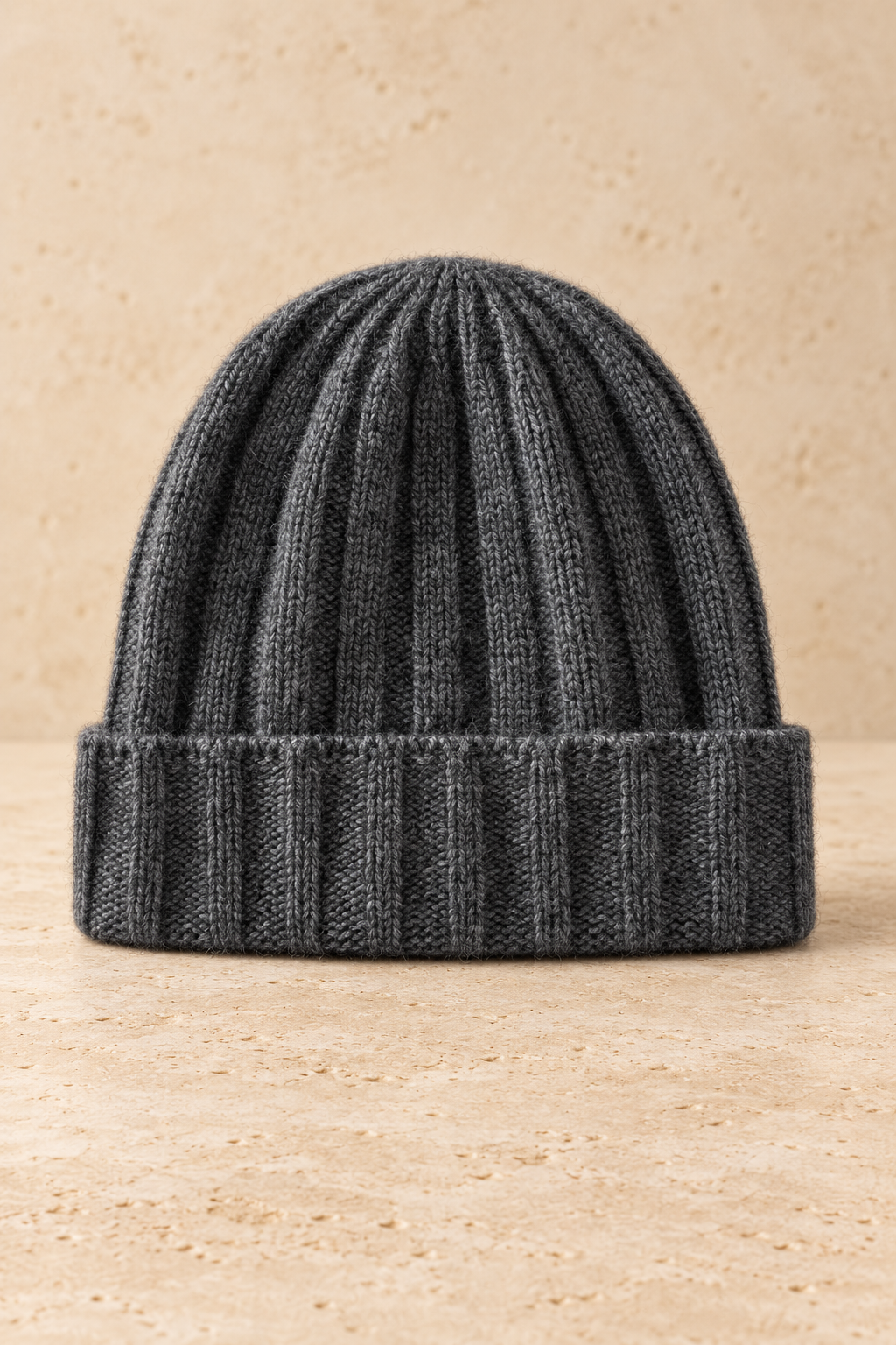 Men’s 100% Cashmere Ribbed Knitted Beanie Hat