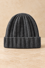 Men’s 100% Cashmere Ribbed Knitted Beanie Hat