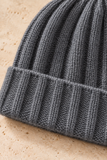 Men’s 100% Cashmere Ribbed Knitted Beanie Hat