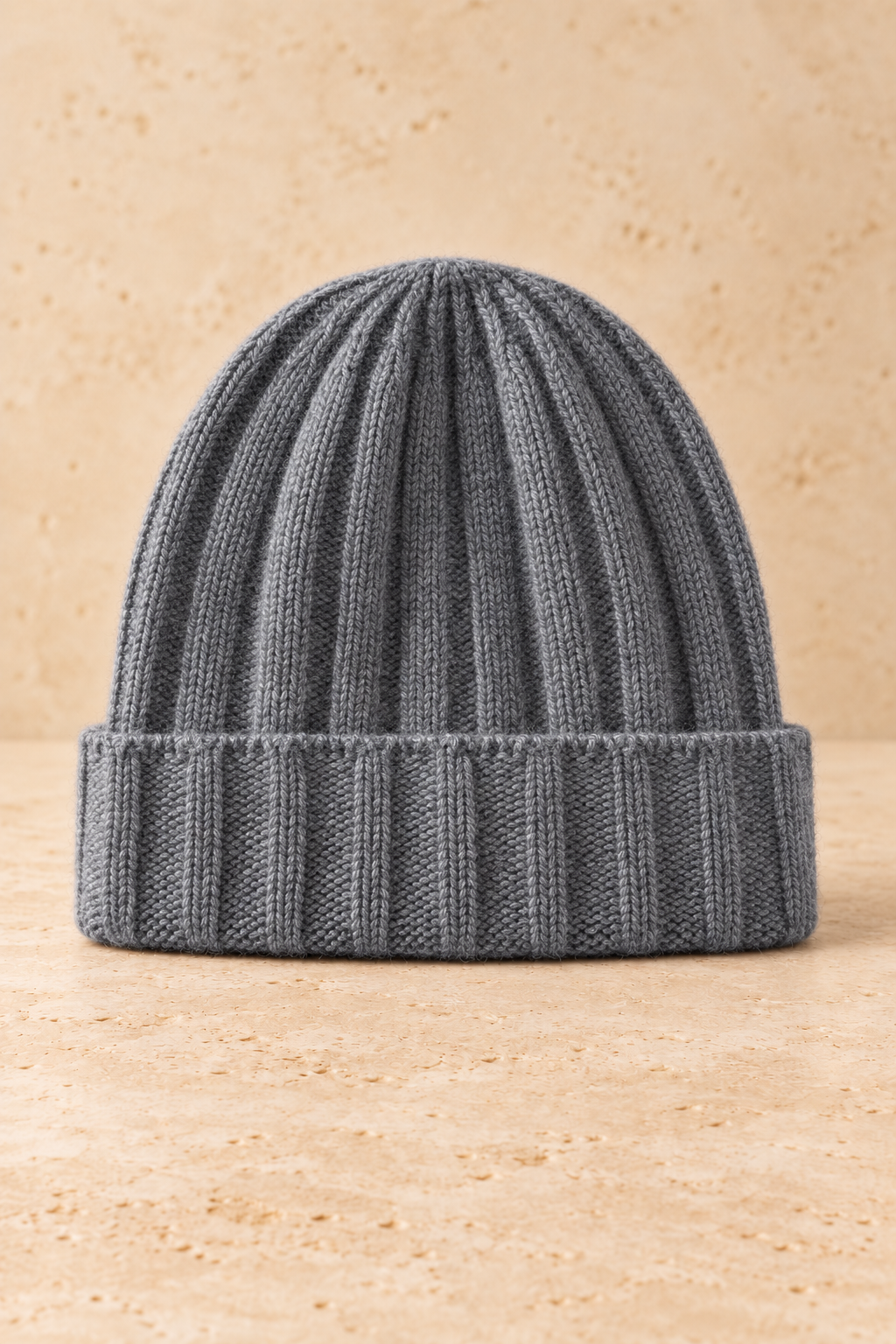 Men’s 100% Cashmere Ribbed Knitted Beanie Hat