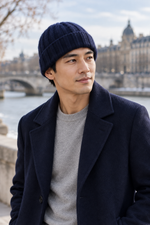 Men’s 100% Cashmere Ribbed Knitted Beanie Hat