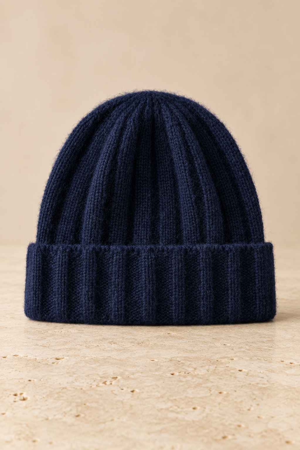 Men’s 100% Cashmere Ribbed Knitted Beanie Hat