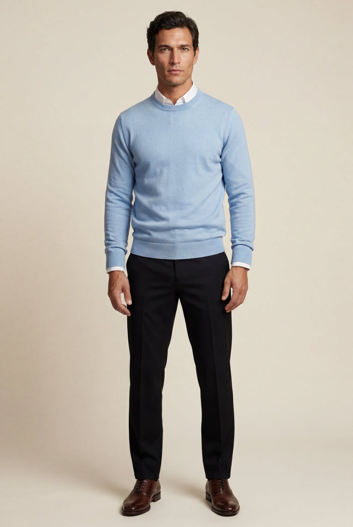 Men's Fine Knit Crew Neck Jumper in Regular Fit