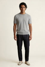Men's Knitted T-Shirt with Crew Neck in Relaxed Fit