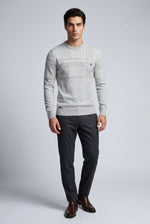 Men's Textured Crew Neck Jumper