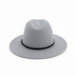 Men’s Felt Fedora Hat with Wide Brim and Buckle Band