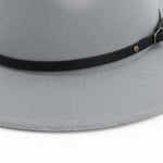 Men’s Felt Fedora Hat with Wide Brim and Buckle Band
