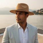 Men’s Felt Fedora Hat with Wide Brim and Buckle Band