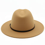 Men’s Felt Fedora Hat with Wide Brim and Buckle Band