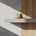 Men’s Felt Fedora Hat with Wide Brim and Buckle Band