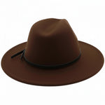 Men’s Felt Fedora Hat with Wide Brim and Buckle Band