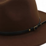 Men’s Felt Fedora Hat with Wide Brim and Buckle Band