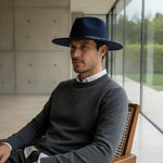 Men’s Felt Fedora Hat with Wide Brim and Buckle Band