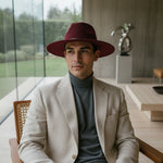 Men’s Felt Fedora Hat with Wide Brim and Buckle Band