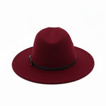 Men’s Felt Fedora Hat with Wide Brim and Buckle Band