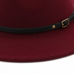 Men’s Felt Fedora Hat with Wide Brim and Buckle Band