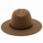 Men’s Felt Fedora Hat with Wide Brim and Buckle Band