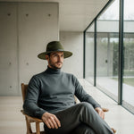 Men’s Felt Fedora Hat with Wide Brim and Buckle Band