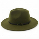 Men’s Felt Fedora Hat with Wide Brim and Buckle Band
