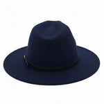 Men’s Felt Fedora Hat with Wide Brim and Buckle Band