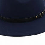Men’s Felt Fedora Hat with Wide Brim and Buckle Band