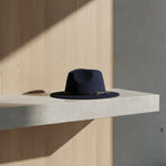 Men’s Felt Fedora Hat with Wide Brim and Buckle Band