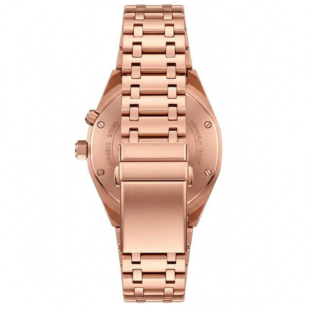 Men’s Stainless Steel Quartz Watch with Integrated Bracelet and Date Display