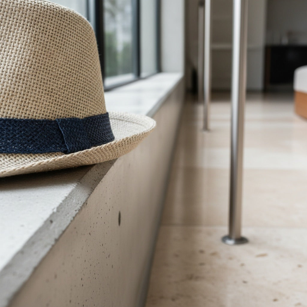 Men’s Woven Straw Fedora Hat with Contrast Band