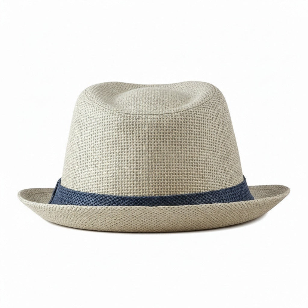 Men’s Woven Straw Fedora Hat with Contrast Band