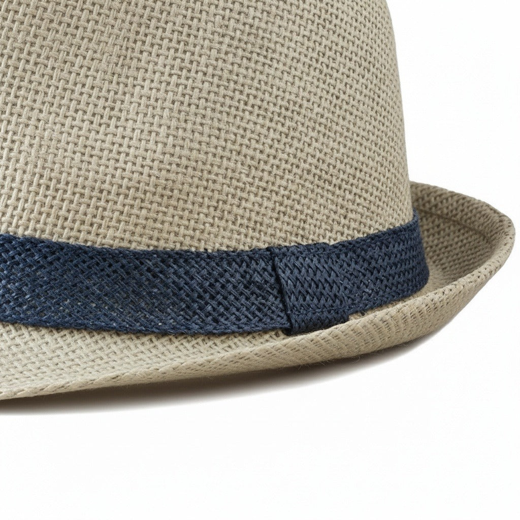 Men’s Woven Straw Fedora Hat with Contrast Band