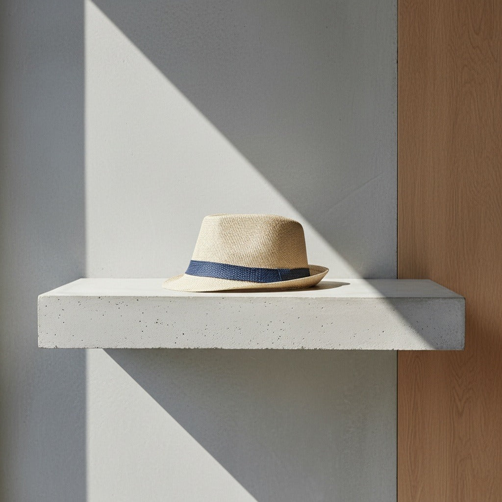Men’s Woven Straw Fedora Hat with Contrast Band