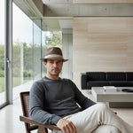 Men’s Woven Straw Fedora Hat with Contrast Band