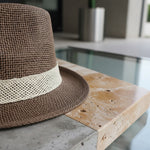 Men’s Woven Straw Fedora Hat with Contrast Band