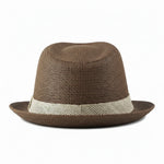 Men’s Woven Straw Fedora Hat with Contrast Band