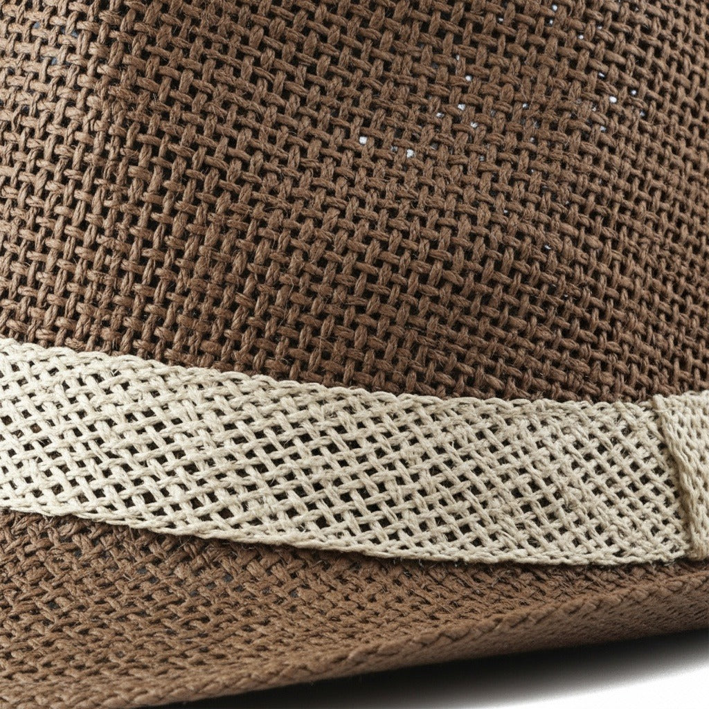 Men’s Woven Straw Fedora Hat with Contrast Band