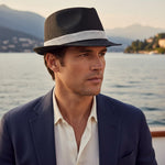 Men’s Woven Straw Fedora Hat with Contrast Band